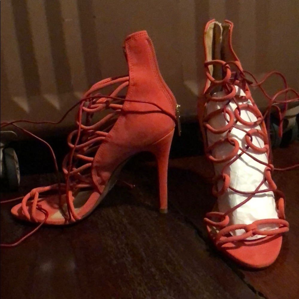 Schutz foral tie rio heels coral